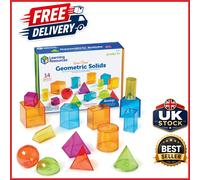 14 Piece View-Thru Geometry Set for Kids, Transparent 3D Shapes for Education