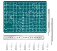 14 Pieces A4 Cutting Mat Set PVC Craft Mat Self Healing Cutting Mat Cutting Board Craft with Steel Rule Crafting mat for Carving Sewing Crafting