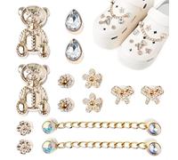 14 Pieces Accessories for Crocs Charms, Crocs Bear Charms, Colorful Diamond for DIY Shoes, Bow Charms for Clog Decorations, Shoe Charms for Children Girls Women Adults