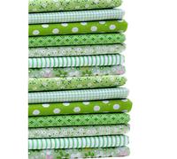 14 Pieces Assorted 7 Designs Cotton Square Fabric Bundles Sewing Square Patchwork Precut Fabric Scraps for DIY Quilting Applique Doll Dress Making (Green)