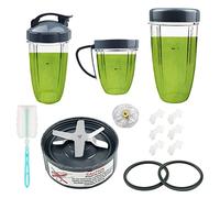 14 Pieces Blender Replacement Parts Extractor Blade and Cups for NutriBullet 600w & 900w Series, Including Gasket Shock Pad and Gear (1 Blade + 3 Cups + 1 Lids)
