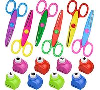 14 Pieces Colorful Creative Kids Craft Scissor Set, Crinkle Scissors and Punch Paper Shaper for Photo DIY Stamp Paper Cutting Best Gift for Kid Children's Day Gift