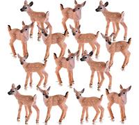 14 Pieces Deer Figurines Cake Toppers Realistic Mini Deer Fawn Figurines Toy Forest Animals Figures Miniature Woodland Creatures Figurines Miniature Toys for Birthday Party Shower Christmas