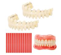 14 Pieces DIY Resin Denture Kit 2PCS Denture Repair Kit Moldable False Teeth Top and Bottom with Red Wax Tablets for Men and Women with Bad Teeth to Repair Missing Teeth Teaching Mold