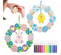 14 Pieces Easter Wreath Craft Kit Bunny & Chick Wreath Kits Arts Crafts for Toddlers, Easter Crafts for Kids DIY Decorations Creative Gifts Party Supplies