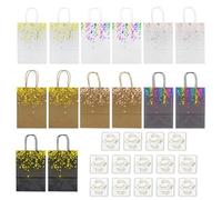 14 Pieces Kraft Paper Gift Bags And 14 Gift Cards, Party Favor Bags, Candy Bags, Paper Bags With Handles
