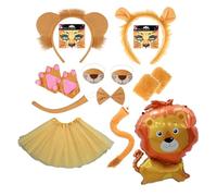 14 Pieces Lion Costume Set,Lion Fancy Dress Accessories,Animal Costume Kit with Headband Nose Tail Tutu face sticker for Books Day Birthday Carnival Stage Performance Halloween Christmas Cosplay