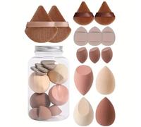 14 Pieces Makeup Sponge Set, Soft Makeup Sponges for Foundation Liquid Powders Sunscreen Creams, Beauty Blenders and Powder Puff Set with Storage Case, Wet/Dry Use Makeup Sponges Facial Makeup Tool