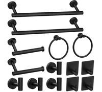14-Pieces Matte Black Bathroom Accessories Set, Stainless Steel Bathroom Hardware Set, Bath Towel Bar Set, Towel Racks for Bathroom Wall Mounted.
