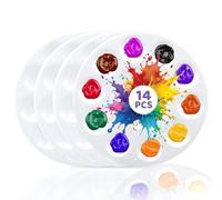 14 Pieces Mixing Palette Acrylic Paints Round Painting Palette Plastic Mixing 15.8 cm with 10 Colour Fields and 1 Mixing Box Oil Paints Watercolour Gouache Crafts