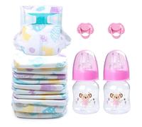 14 Pieces Reborn Doll Accessories with Feeding Set, Includes 10 Diapers for Reborn Dolls, 2 Bottles and 2 Pacifier Accessories