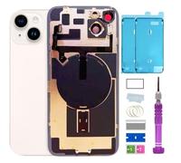 14 Plus Back Glass Replacement with Plate & Flex Cable and All Parts for iPhone 14 Plus Back Cover Glass (White, 6.7 Inch) + Waterproof Tape + Repair Tools (White, 14 Plus)