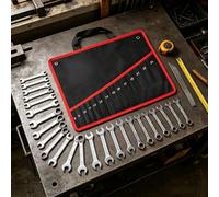 14 Pocket Heavy Duty Canvas Wrench Roll Bag For 8-24mm Combination Spanners | 14-Pocket Wrench Roll With Labeled Slots,Wall Mount Holes & Anti-Slip Strap.Thick Canvas For Auto,Home & Workshop Use