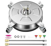 14" Pressure Washer Surface Cleaner with 4 Wheels, Stainless Steel Housing, 4000 PSI Max, 3 Connect Nozzles & 2 Extension Wands, Pressure Washer Surface Cleaner for Concrete, Patios, Sidewalks