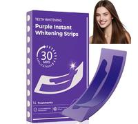 14 Purple Teeth Whitening Strips & Kit with Toothbrush & Mouthwash,Colour Correcting Tooth Stain Remover,Enamel Safe Gentle Formula & Fast Whitening Powder for Teeth