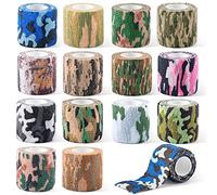 14 Rolls Self Adhesive Camouflage Bandage Tape 5cm x 4.5m Elastic Cohesive Bandages Football Sock Tape Rugby Strapping Finger Wrist Tape Vet Wrap for Dogs Pets Woodland Camo Accessories