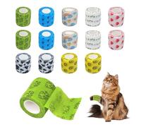 14 Rolls Vet Wrap, 2.5cm*4.5m Self Adhesive Bandage, Dog Compression Bandage, Elastic Stretchable, Anti-Slip Breathable, Long-Lasting Durability for Dogs, Cats & Pets