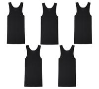(14 - S - 90CM) 5 Pack Bonds Mens The Original Chesty Cotton Black Plain Singlet Vest Tank Top Bulk