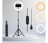 14" SelfiePlus Ring Light with Tripod Stand & Phone Holder, LED Selfie Light for Video Recording, Live Streaming, TikTok, YouTube, Makeup, Photography, Dimmable Ringlight with 3 Color Mode (14")