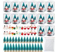 14 Set Christmas Plastic Snow Globes Kit Includes Clear Snow Globe Resin Christmas Santa Snowman Ornaments Mini Xmas Trees Snowflakes for DIY Snow Globe Winter Decoration Crafts