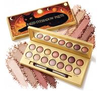 14-Shade Baked Eyeshadow Palette, Nude Pink Matte Shimmer with Mirror Brush | 14 baked matte and shimmer shades in warm nude, rose and brown tones with mirror and brush for day-to-night eye looks