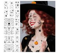 14 Sheets Halloween Temporary Tattoos Spiderweb Face Tattoos Stickers | Spider & spiderweb scary designs, Waterproof Face & body temporary tattoos, Halloween makeup cosplay rave accessories