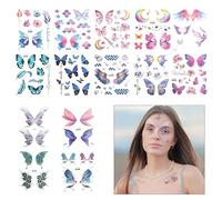 14 Sheets Temporary Tattoo, Glitter Butterfly Tattoos Waterproof Butterfly Face Tattoo Sticker Makeup Tattoos for Women Girls Festival Party Eye Face Makeup