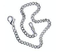 14" Silver Pocket Watch Chain Fine Polish Curb Link Chain with Swivel Clip Lobster Clasp FC05A