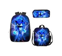 (14) Sonic 3 Piece School Bag Lunch Bag Pencil Case Kids Set