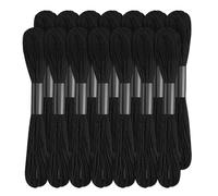 14 Strands Black Embroidery Thread Set, 120 Yards Embroidery Thread Cotton Knitting Yarn Cross Stitch Yarn Ideal for Friendship Bracelets and Embroidery Work