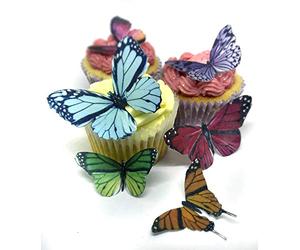 14 Stunning Bright Mixed Size and Colours Edible Wafer Paper Butterfly Cake Toppers Decorations