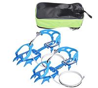 14 Teeth Ice Crampons Anti Slip Shoe Grips, Wireless - Compatible Winter Traction Devices, Semi - Rigid Manganese Steel Frame with Adjustable TPU Binding for Hiking Climbing Snow ((size 43.5 blue))