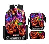 (14, Three-piece set) New Avengers Backpack Primary and Secondary School Students' School Bag Three-Piece Set 3D Digital Painted Backpack