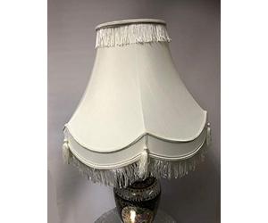 14"Traditional Fully Lined Victorian Style Cream with Silver Trim Scallop Bell Table LAMP Shade
