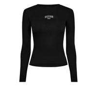 (14 UK, Black) Guess Womens/Ladies Embroidered Slim Long-Sleeved T-Shirt