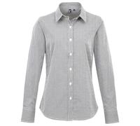 (14 UK, Black/White) Premier Womens/Ladies Gingham Long-Sleeved Shirt