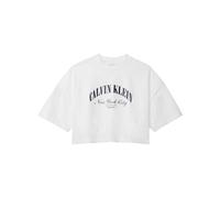 (14 UK, Bright White) Calvin Klein Womens/Ladies Arched Logo Boxy Oversized Crop Top