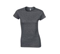 (14 UK, Dark Heather) Gildan Womens/Ladies Softstyle Heather Ringspun Cotton Fitted T-Shirt