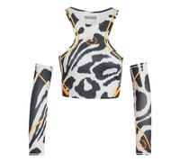 (14 UK, Grey Zebra) Adidas Womens/Ladies Stella McCartney Zebra Print Crop Top