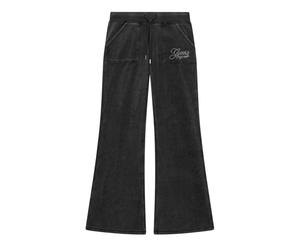 (14 UK, Jet Black) Guess Womens/Ladies Velour Flared Tracksuit Bottoms