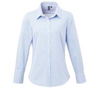 (14 UK, Light Blue/White) Premier Womens/Ladies Gingham Long-Sleeved Shirt