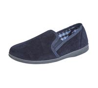 (14 UK, Navy) Sleepers Mens Wilson Velour Slippers