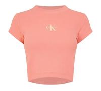 (14 UK, Powder) Calvin Klein Womens/Ladies Mono Ribbed Crop T-Shirt