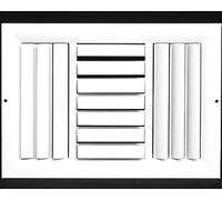 14"w X 10"h 3-Way Aluminum Curved Blade Adjustable Air Supply HVAC Diffuser - Full Control Vertical/Horizontal Airflow Direction - Vent Duct Cover [Outer Dimensions: 15.65"w X 11.65"h]