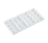 14 Wells Ceramic Watercolor Palette, 8 in Porcelain Artist Paint Palette, Rectangular Mixing Tray for Gouache, Tempera, Acrylic, Painting, White