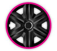 NRM Fast Lux 4 x Universal Hub Caps Wheel Trims Car Set of 4 (Black/Pink, 14 Inches)