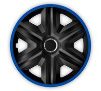NRM Fast Lux 4 x Universal Hub Caps Wheel Trims Car Set of 4 (Black/Blue, 14 Inches)