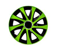 14" Wheel Trims Covers Hub Caps Universal Car 4 PCS ABS Green Black Durable Set
