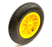 14'' Wheelbarrow Yellow Wheel With 14 Inch 3.50-8 Pneumatic 2 Ply Tyre & Inner Tube Fits 25mm Axle Replacement