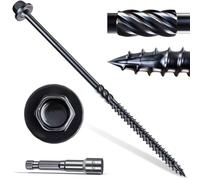 #14 x 10 Wood Structural Screws 50 Pcs, Exterior Hex-Head Lag Screws, Black Heavy Duty Construction Timber Log Landscaping Wood Screws, Hex Socket Included